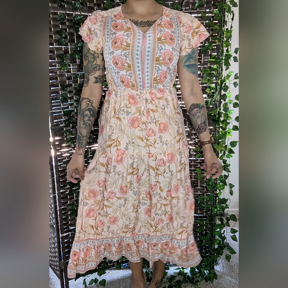 Ruffle-Edged Boho Floral Dress - Picture 4 of 11